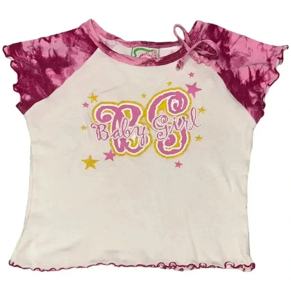 Green Field Junction Tops - Baby Girl Y2K Glitter Star Tie Dye Baby Tee Top